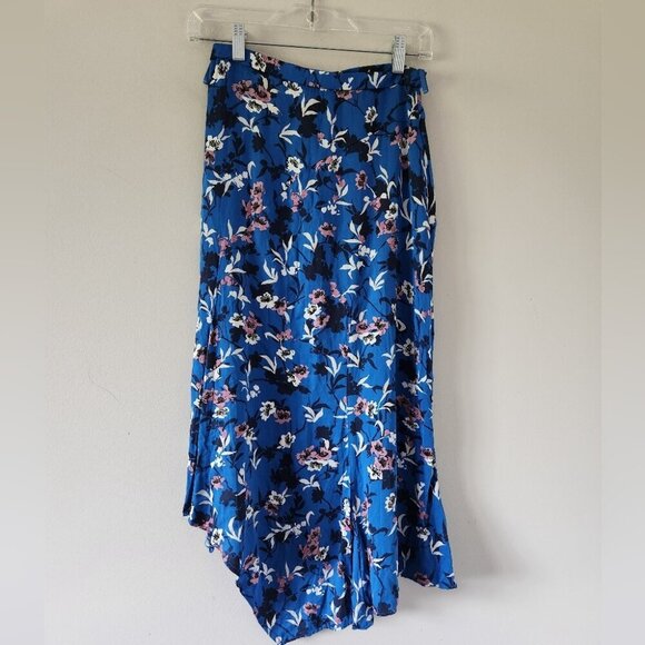 ZARA | Floral Printed Skirt Satin Slit Maxi Blue sz XS - Picture 3 of 6